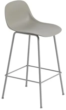 Muuto Fiber Σκαμπό Μπαρ με Μεταλλική Βάση και Πλάτη Γκρι/Γκρι H87,5 cm