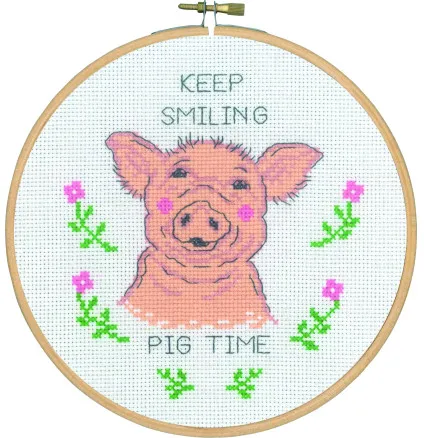 Permin Κιτ Κεντήματος Keep smiling pig time Ø18