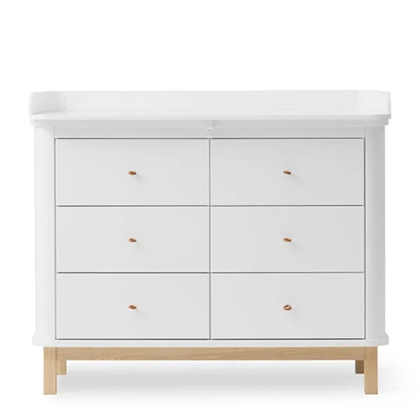 Oliver Furniture Wood Συρταριέρα Αλλαγής με 6 Συρτάρια Λευκό/Δρυς